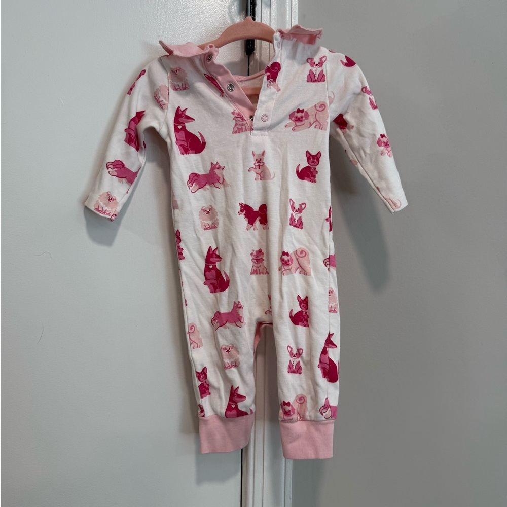 Paris Hilton Pink and White Footies One Piece with Butterfly Print